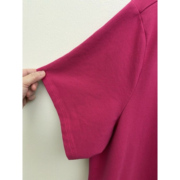 Susan Graver Women’s Shift Dress Pink 1XL Pullover V Neck Short Sleeve Pockets - Picture 10 of 11